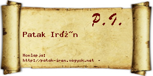Patak Irén névjegykártya